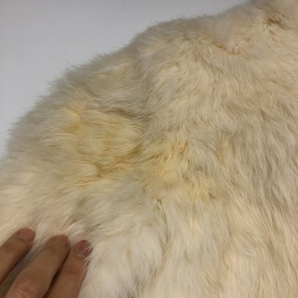 Niki Ivory Off White Vintage Genuine Rabbit Fur Coat kids size 4 - Picture 6 of 16